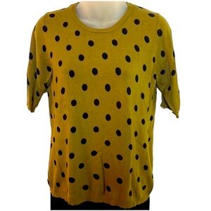 SZ M Carmen Marc Valvo knit top olive with black dots